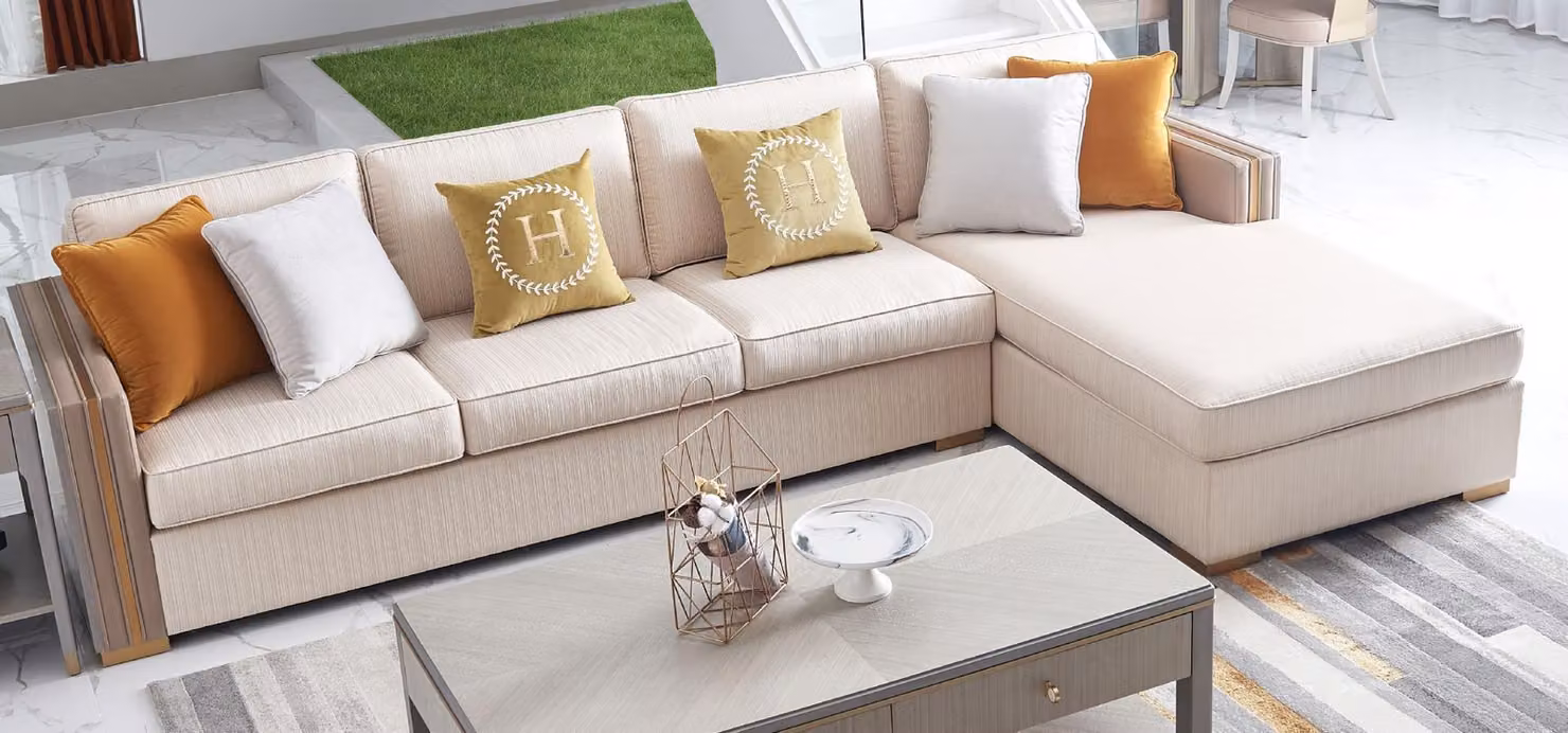 Ecksofa Textil Eck Wohnlandschaft Design Luxus Sofa Couch Eckgarnitur Möbel