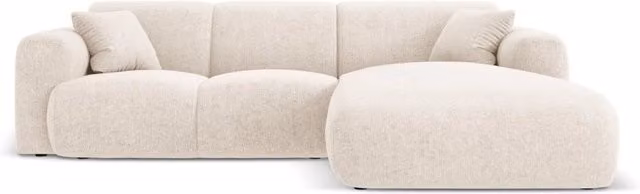 Divano angolare destro Nolio Cosmopolitan Design a 4 posti in ciniglia beige chiaro L 260 cm x P 170 cm x H 72 cm – 1