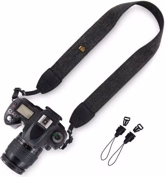 Cinghia di sicurezza per fotocamere vintage, universale, chiusura rapida, per fotocamere reflex, fotocamere reflex digitali, grigio