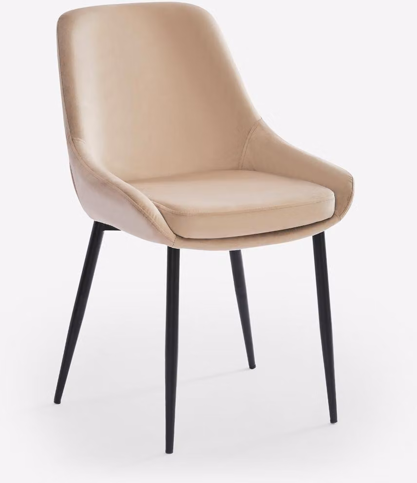 Sedia moderna imbottita in velluto per cucina e sala da pranzo Jarva - Beige
