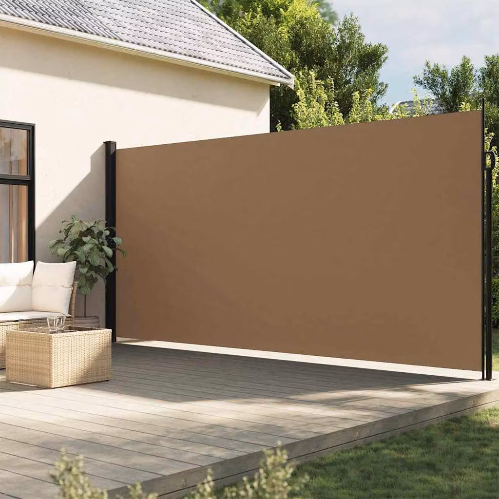 vidaXL Tenda da Sole Laterale Retrattile in Poliestere e Acciaio, Colore Tortora, L: 500 cm, H: 220 cm