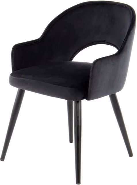 Set di 2 sedie Joris in velluto blu con gambe nere