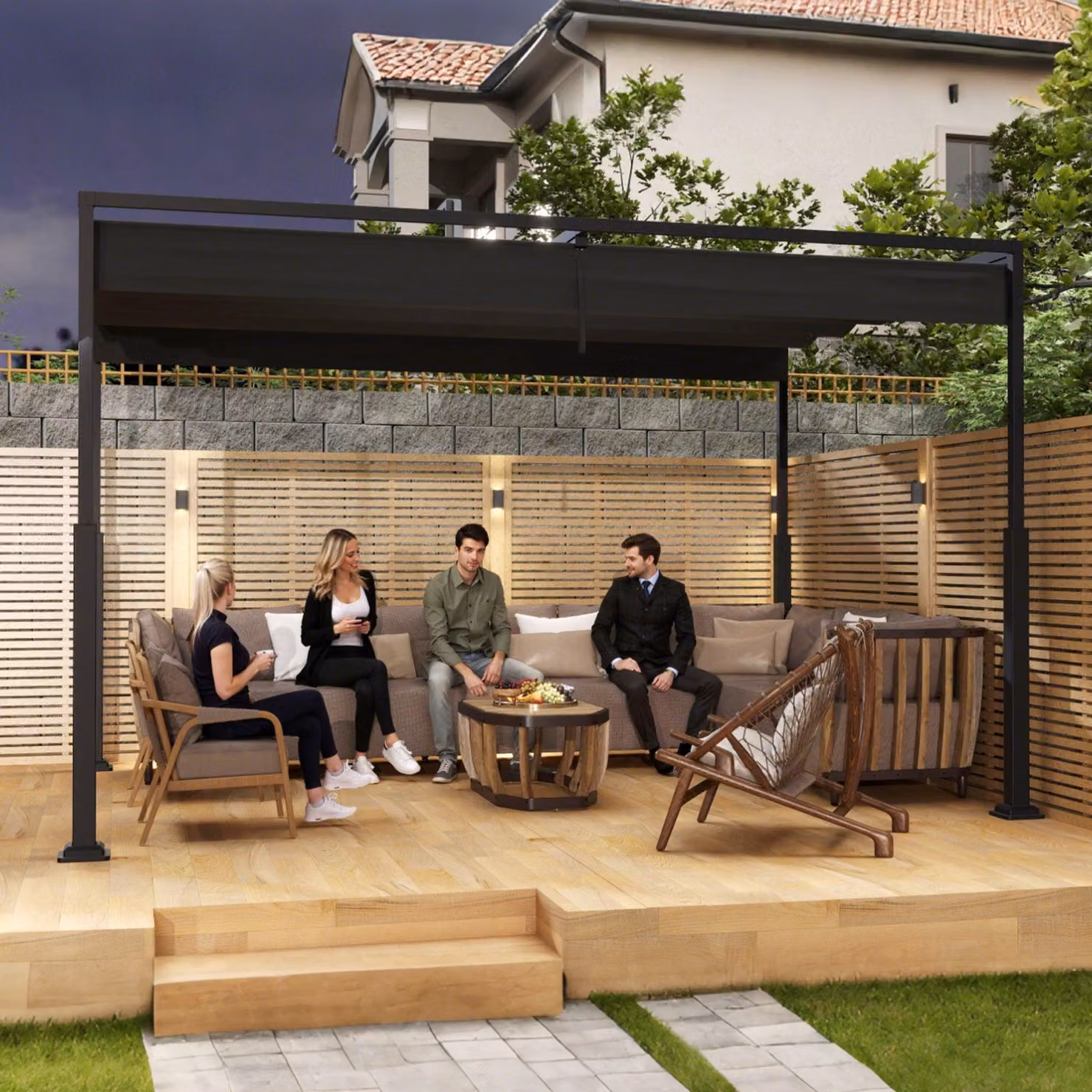 Pergola - Tettoia - Tettoia da giardino - Schermatura solare - Tettoia per patio - 3x3 metri - Alluminio