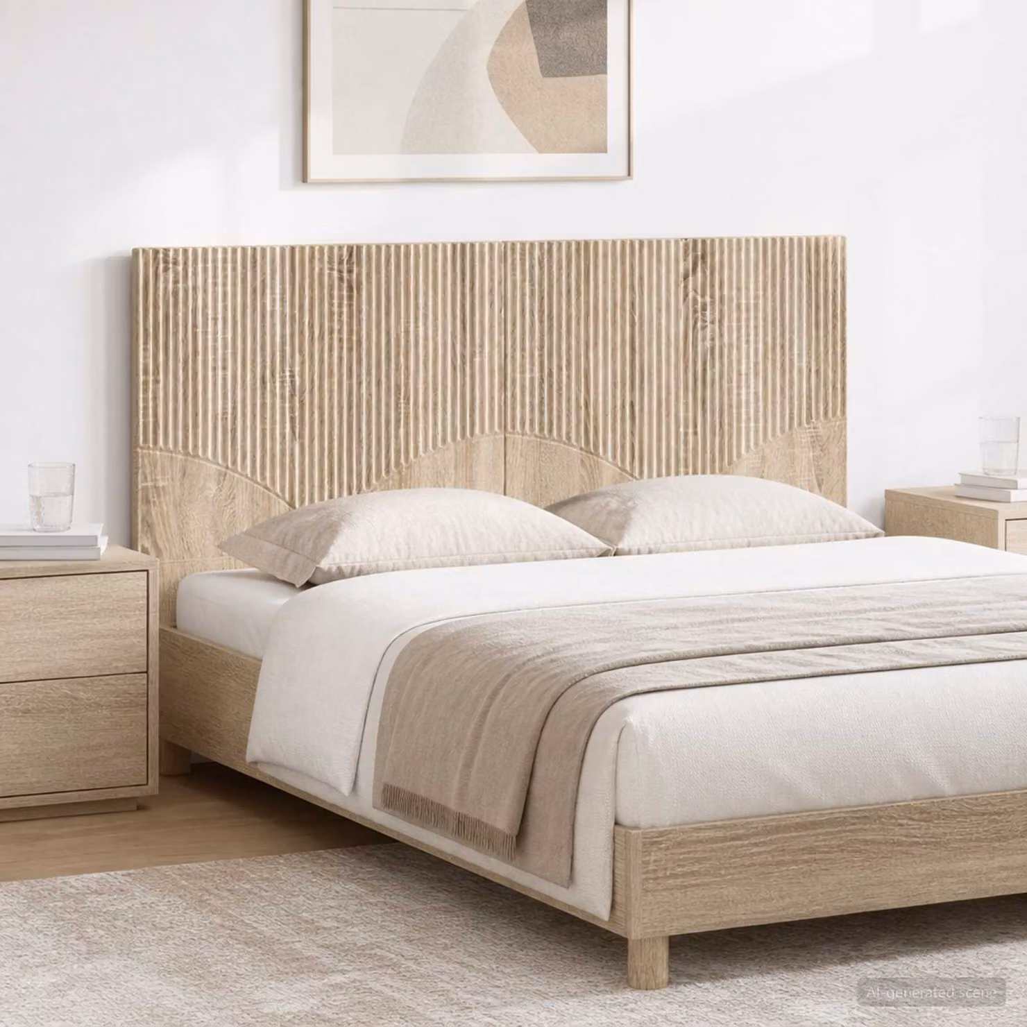 Testiera da muro vidaXL HOORN in legno ingegnerizzato con mensola integrata, colore Rovere Sonoma, L 120 x H 50 x P 10,4 cm