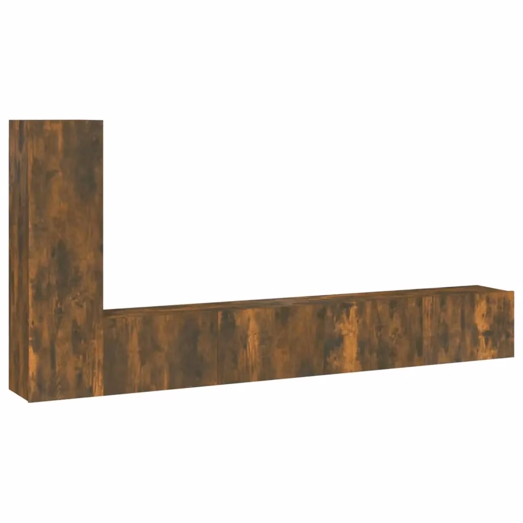 Set di mobili porta TV 3 pezzi vidaXL in legno multistrato color rovere fumo marrone per soggiorno – 2
