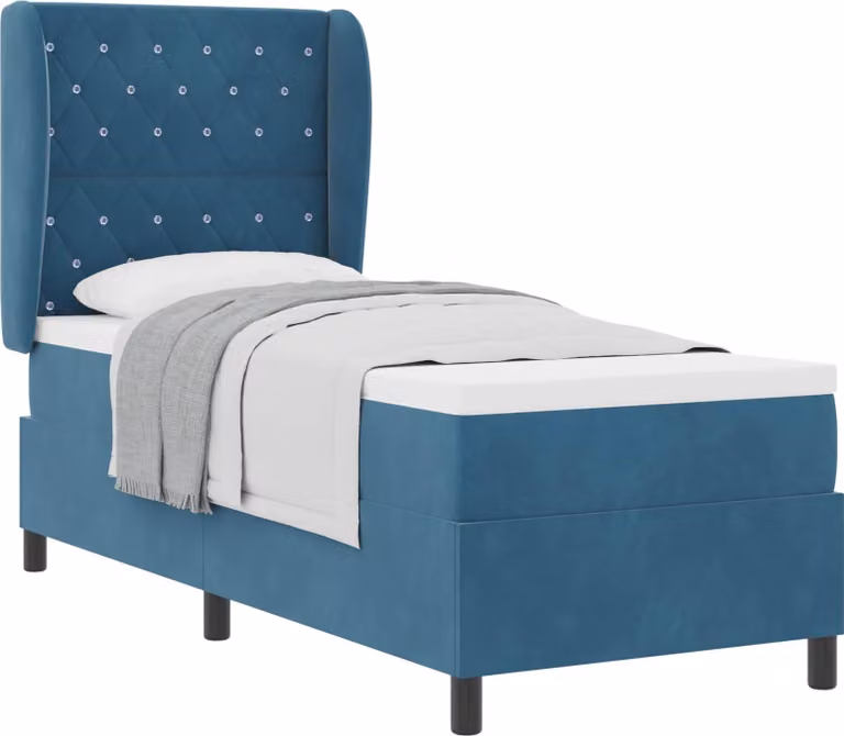Letto a molle con materasso Blu Scuro 200 x 80 cm Velluto