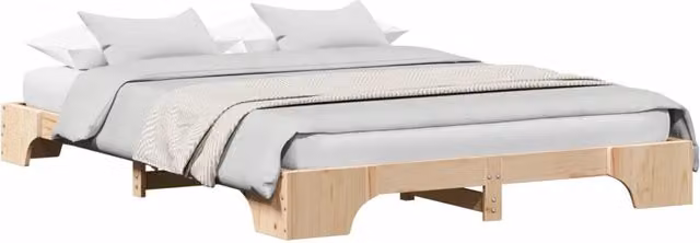 Letto matrimoniale moderno in pino massello color marrone L: 140 cm, P: 200 cm, H: 207 cm