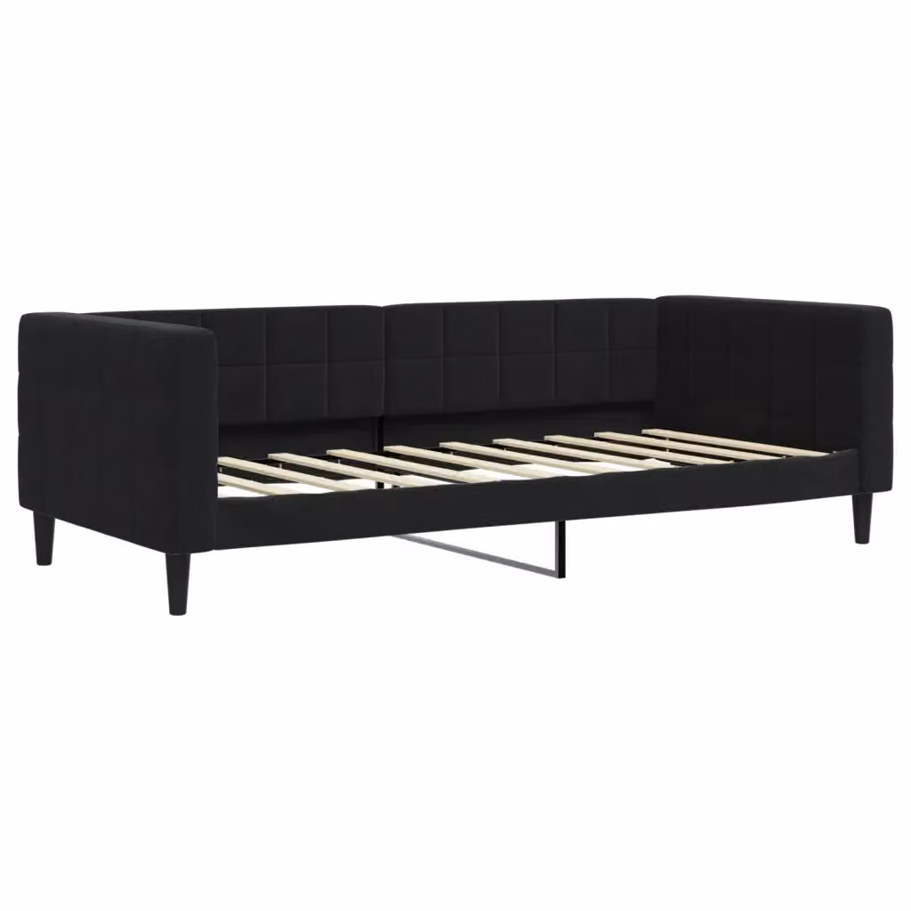 Letto da giorno moderno vidaXL in velluto nero con struttura in metallo e legno – 2