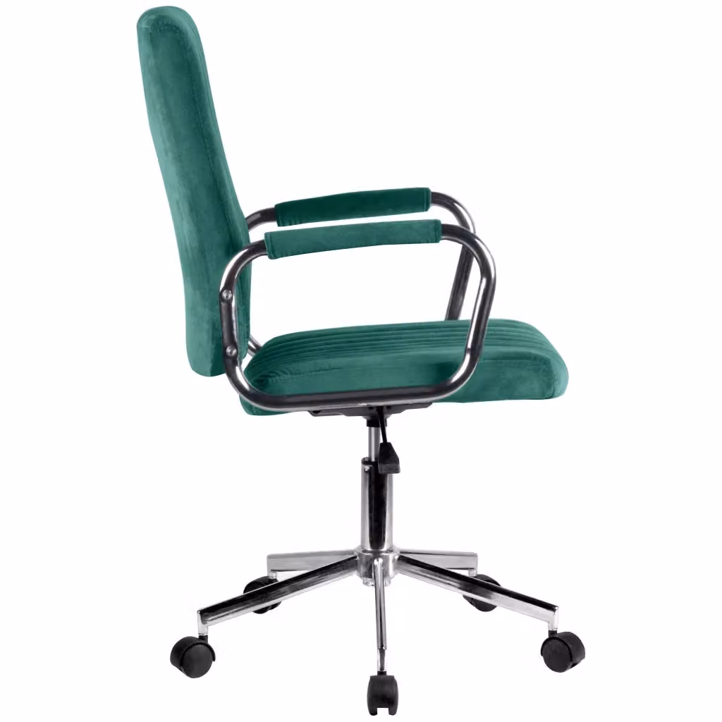 Sedia da ufficio girevole Akord in velluto verde con braccioli e ruote – 2
