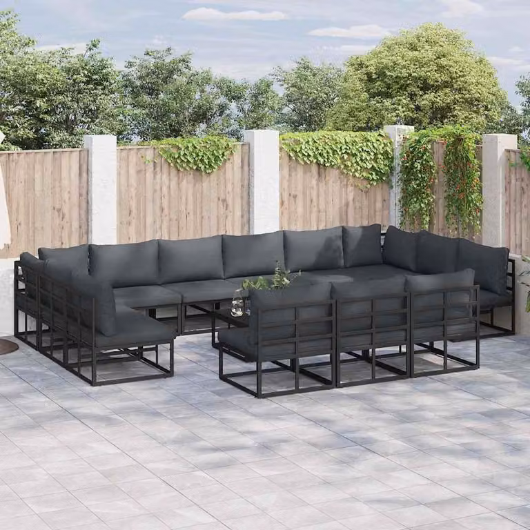 Maison Exclusive - Set da giardino composto da 13 pezzi, colore nero, in alluminio