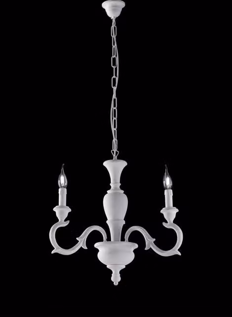 Lampadario Shabby Chic Fiorenza Legno Bianco 3 Luci E14