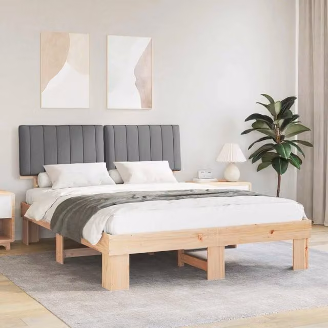 Letto con Testiera Rivestita Grigio Chiaro 160 x 200 cm 877474