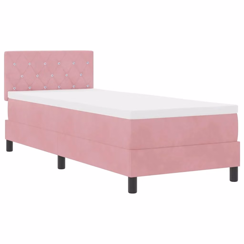 Letto a molle insacchettate con illuminazione LED sottostante vidaXL in velluto rosa L 80 cm x P 200 cm – 2