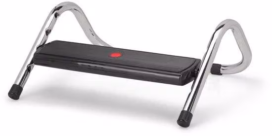 Ibenzoa® Poggiapiedi ergonomico – regolabile in altezza da 6 a 14 cm, con pedale inclinabile, superficie in plastica indistruttibile, struttura in acciaio cromato, dimensioni 15×35,5×34,5 cm