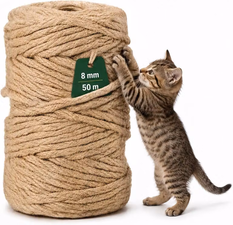 Spago di sisal per tiragraffi, diametro 8 mm, lunghezza 50 metri, naturale, per gatti
