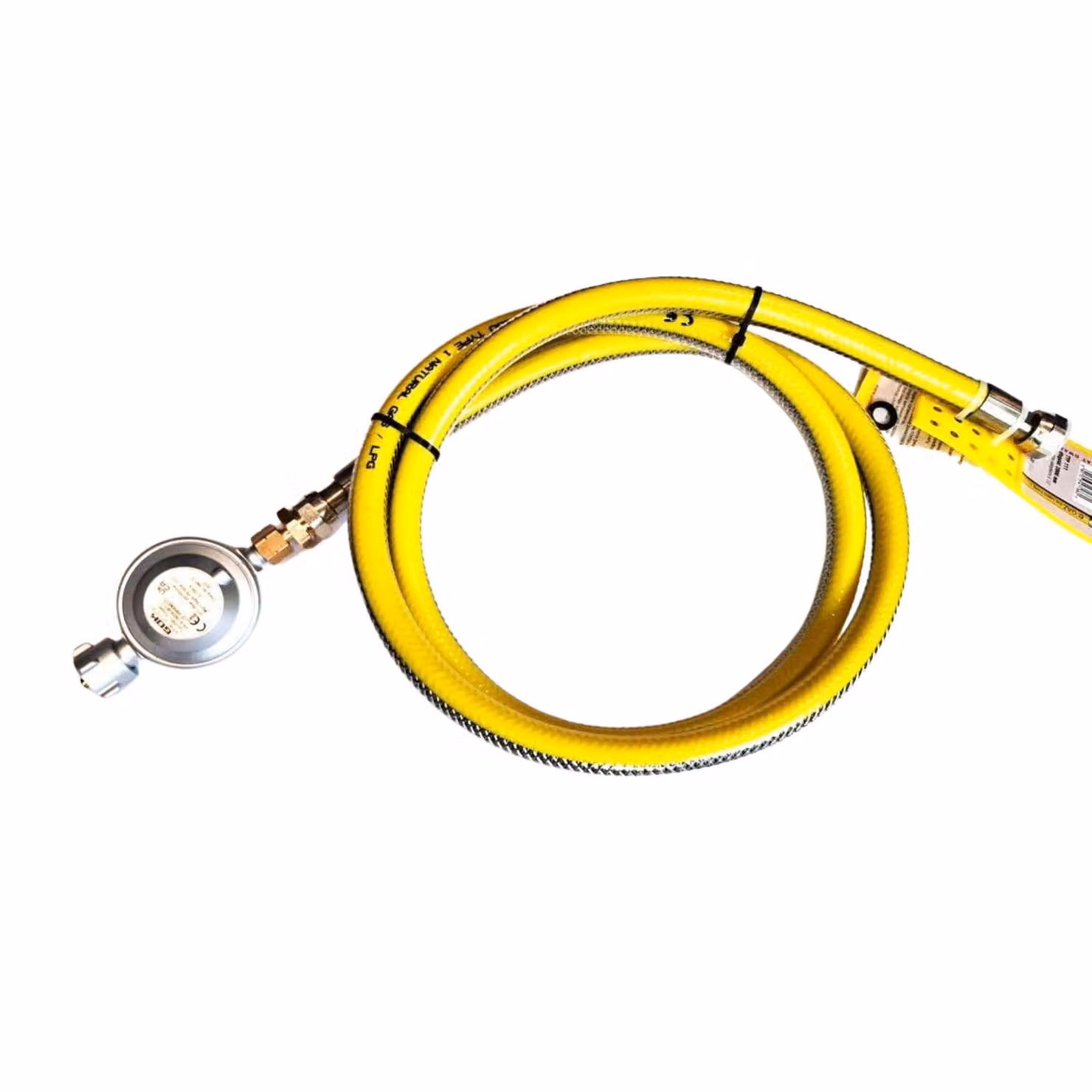 Set tubo flessibile per gas rinforzato Zatechs con regolatore 2 m 37 mbar Ø9,0 mm 21,8 mm filettatura x 1/2" filettatura destra Attacco fornello a gas fornello domestico catering