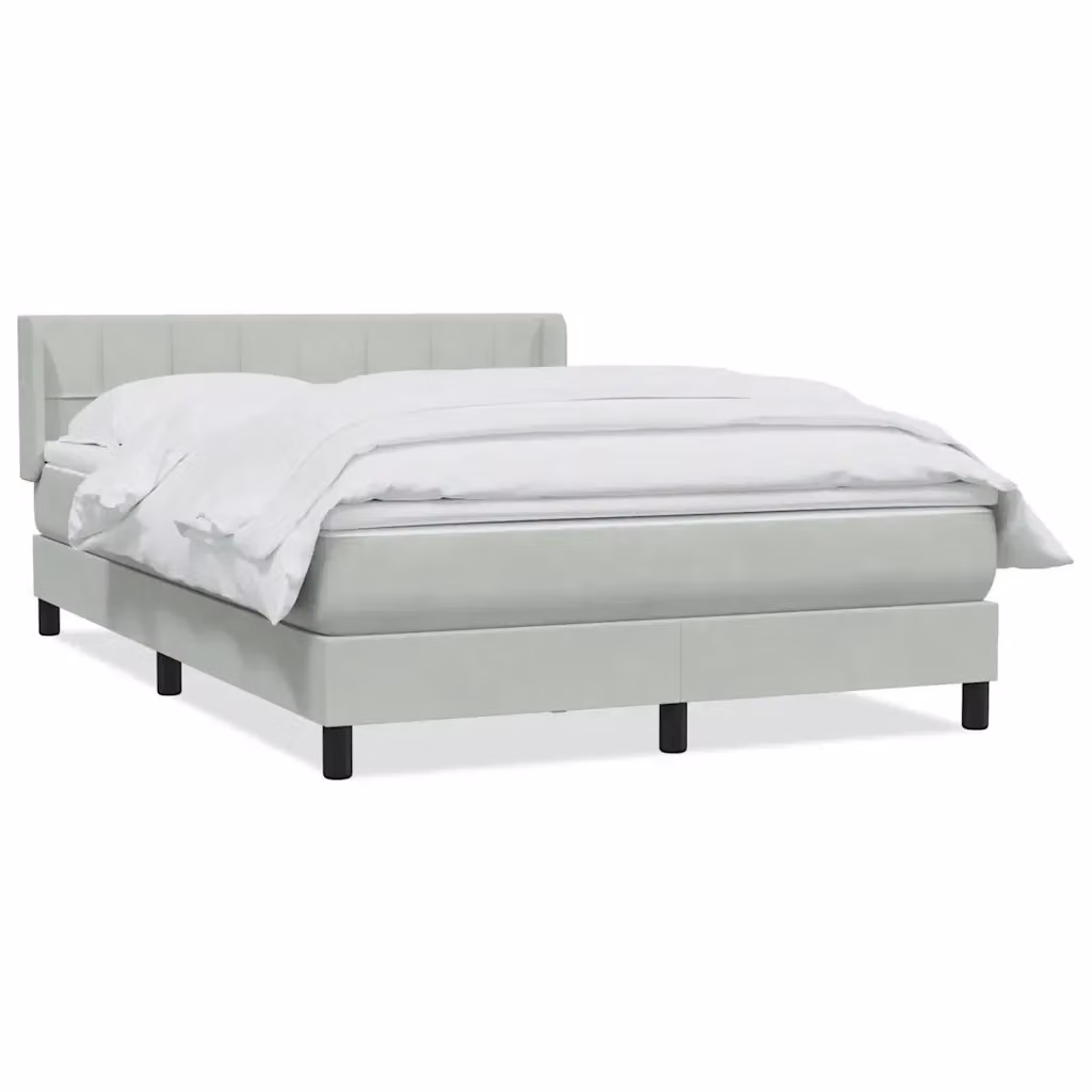 Letto Ibrido con Giroletto a Molle e Materasso vidaXL in Velluto Grigio Chiaro L: 163 cm, P: 213 cm, H: 88 cm – 2