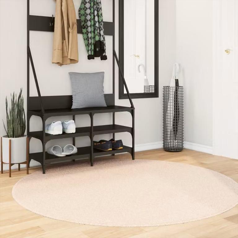 vidaXL Tappeto Rotondo HUARTE Beige, Morbido e Lavabile, Antiscivolo, Adatto a Riscaldamento a Pavimento, Ø 160 cm