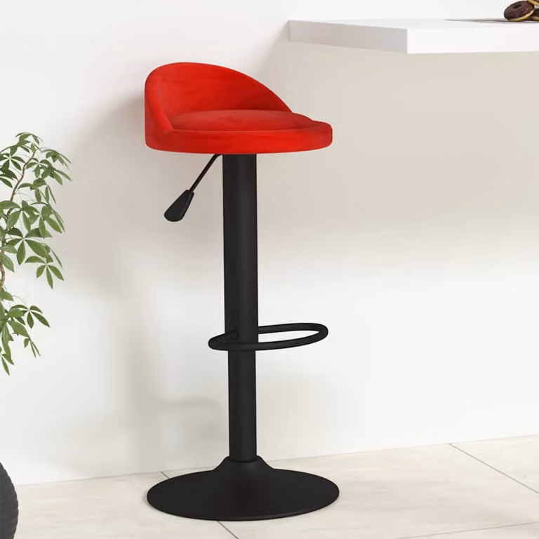 vidaXL Sgabello da Bar Moderno in Velluto Rosso con Struttura in Metallo