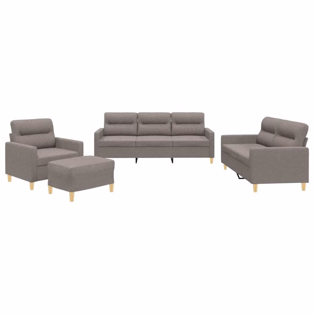 Set di Divani 4 pz con Cuscini Tortora in Tessuto