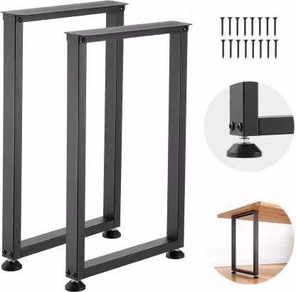 Coppia di gambe per tavolo e scrivania VEVOR in acciaio a sezione quadrata, design modulare nero opaco, L/P/H: 45 x 74 cm