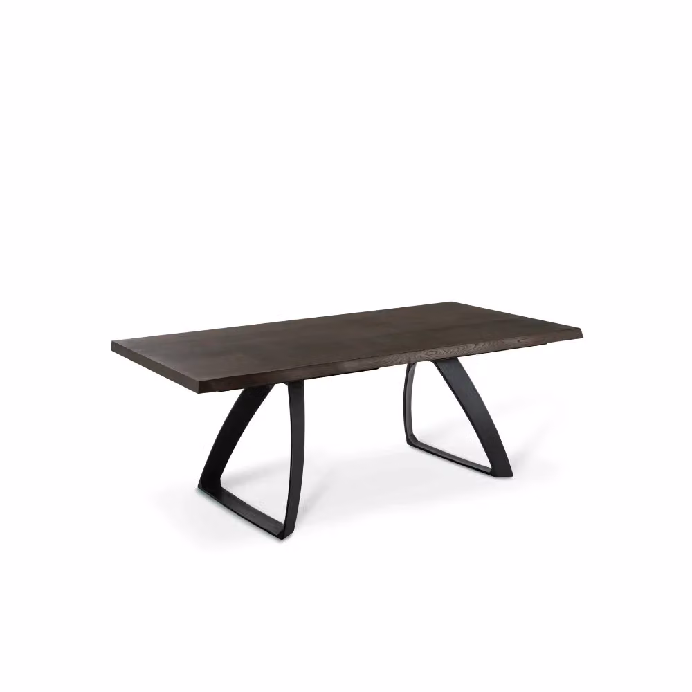 Tavolo da pranzo rettangolare allungabile Timber Duzzle in legno di rovere e metallo, colore marrone e nero, L/P/H: 160-240 x 90 x 76 cm – 2