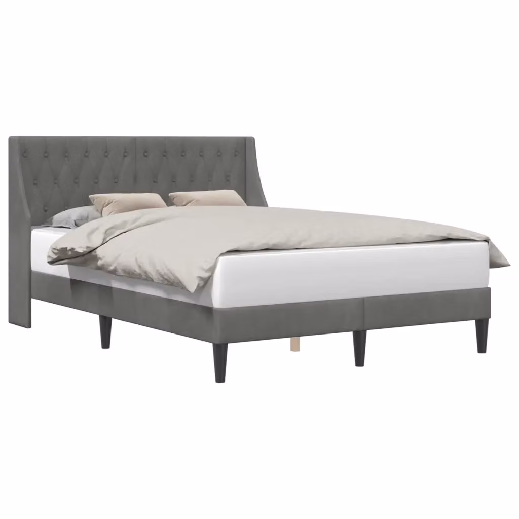 Struttura letto moderna DESIGN IN in velluto grigio con giroletto L/P/H: 202 x 120 x 96 cm – 2