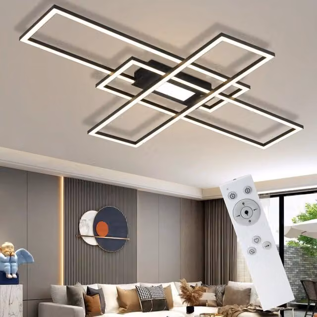 ZMH Lampada da soffitto LED moderna rettangolare con telecomando e funzione dimmabile, 50W, Bianca – 1