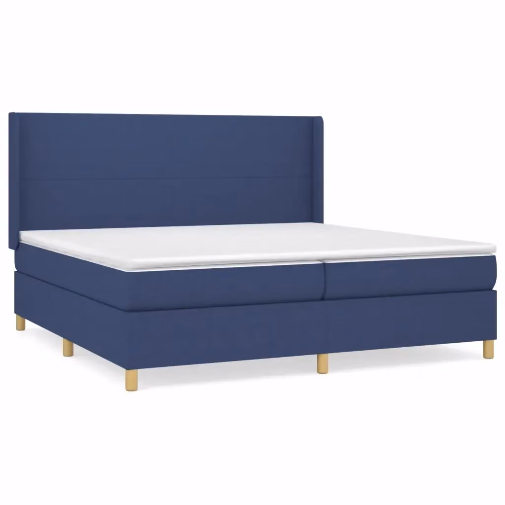 Letto Ibrido vidaXL con Giroletto a Molle e Materasso in Tessuto Blu e Bianco L/P/H: 200 x 200 x 25 cm – 2