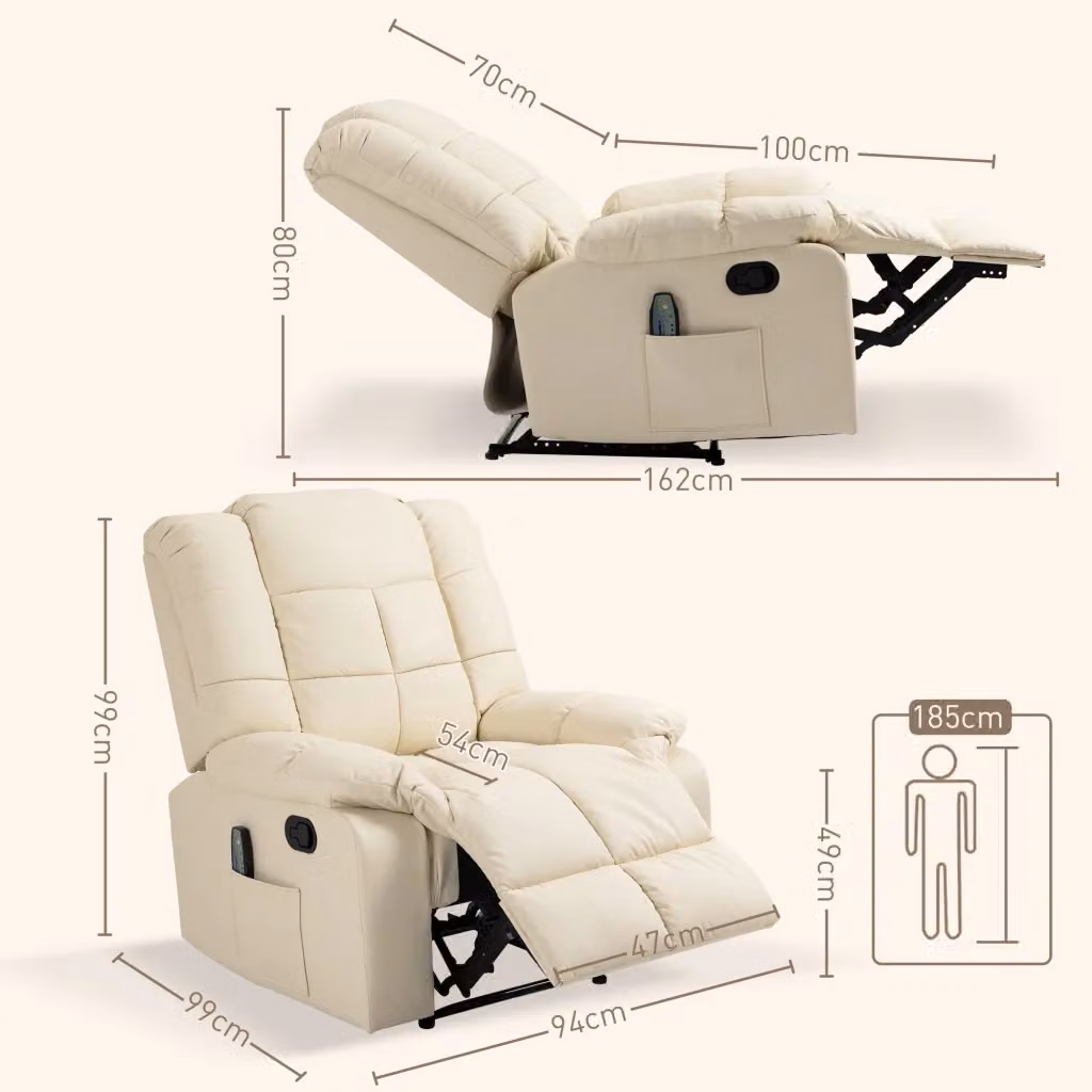 Poltrona relax reclinabile REDOM in pelle sintetica beige L 94 cm x P 99 cm x H 99 cm – 2