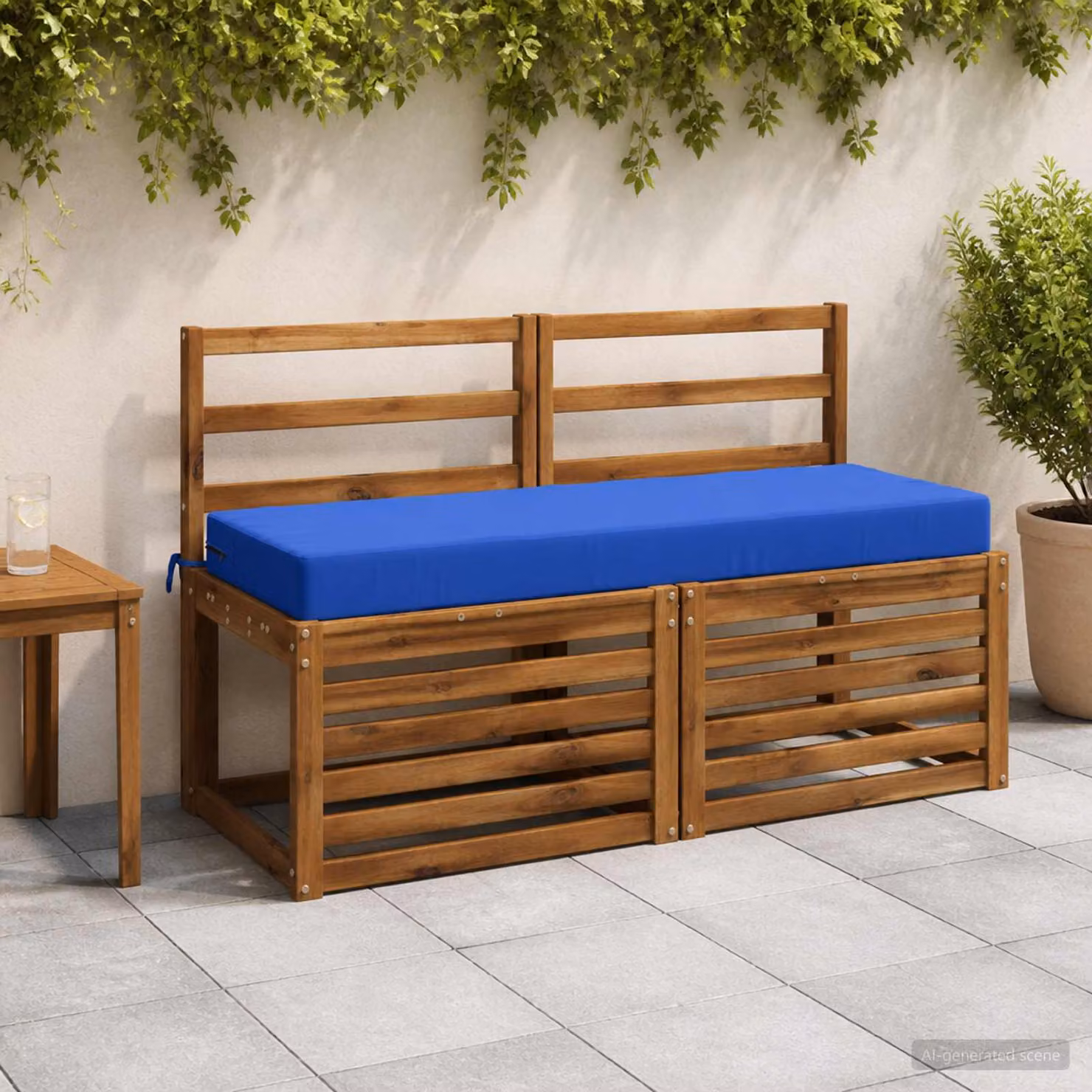 Cuscino per la seduta vidaXL SOEST in poliestere blu con rivestimento lavabile e resistente ai raggi UV