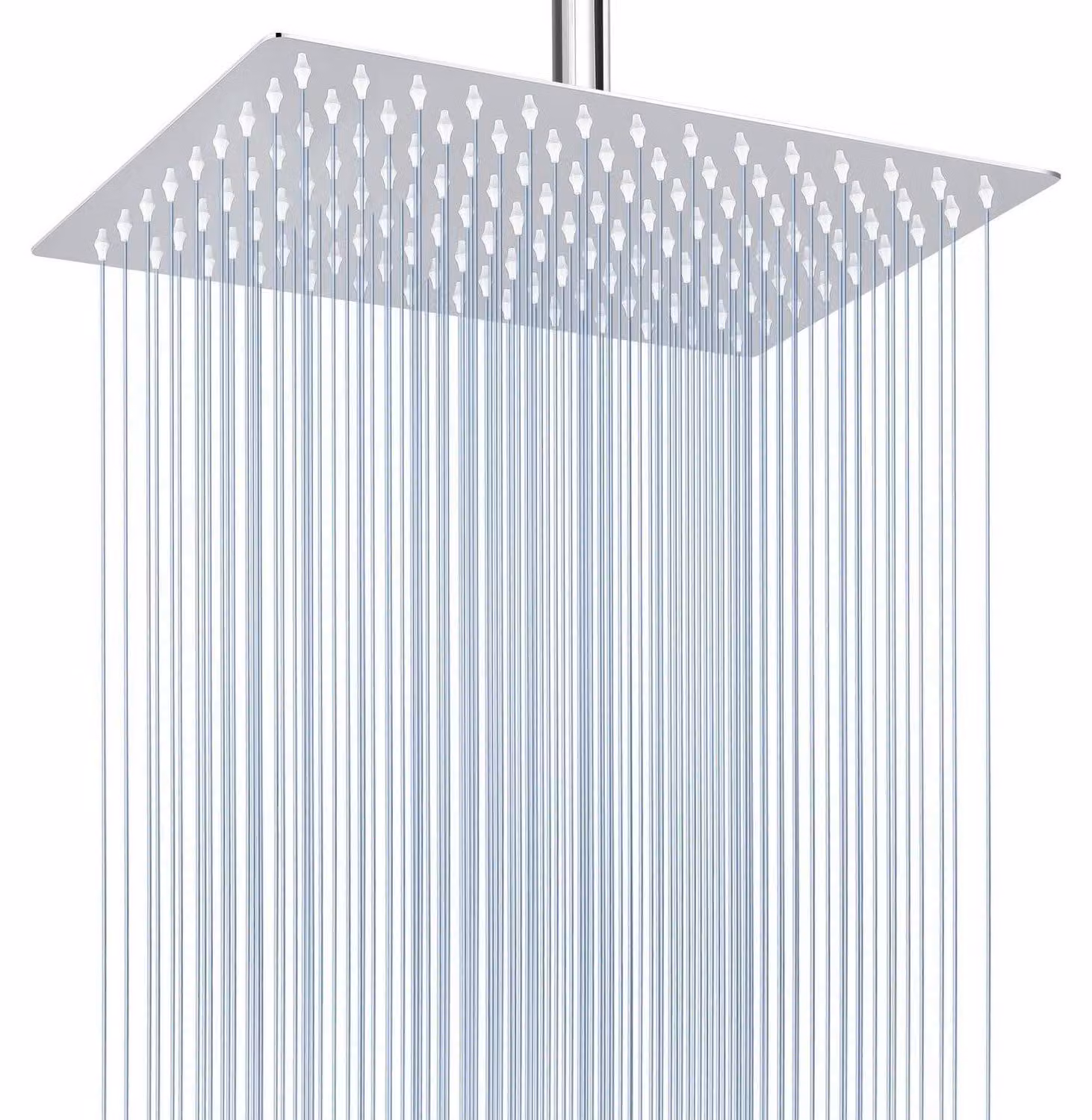 Doccia a pioggia in acciaio inossidabile, 30 cm, quadrata, alta pressione, per montaggio a parete o a soffitto, finitura cromata