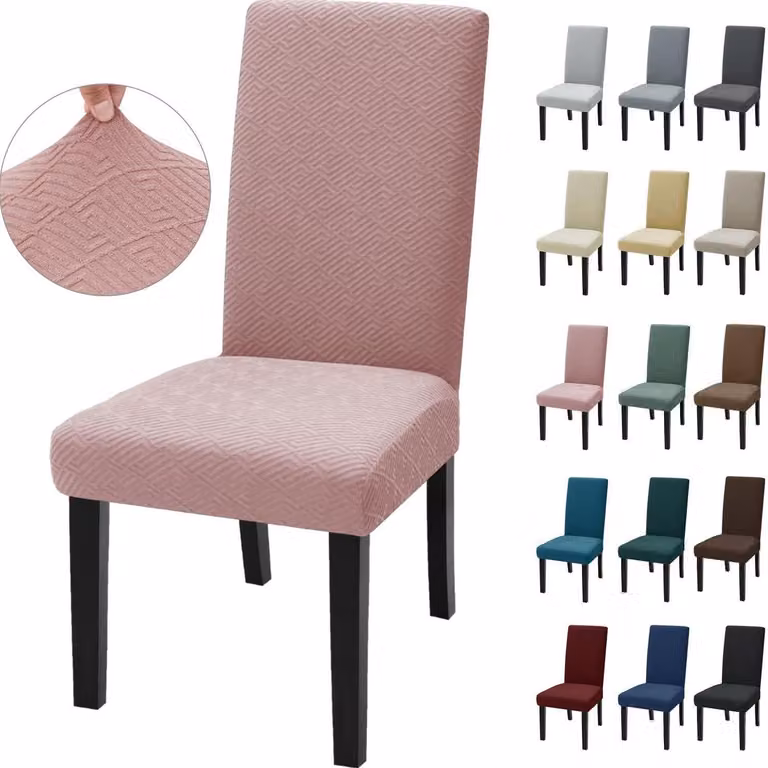 Set di 4 copri-sedie, elasticizzati, universali, color grigio rosa