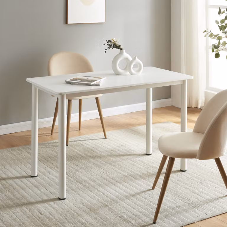 Tavolo da pranzo 'Tammela' per 4 persone 120 x 60 cm gambe in acciaio bianco