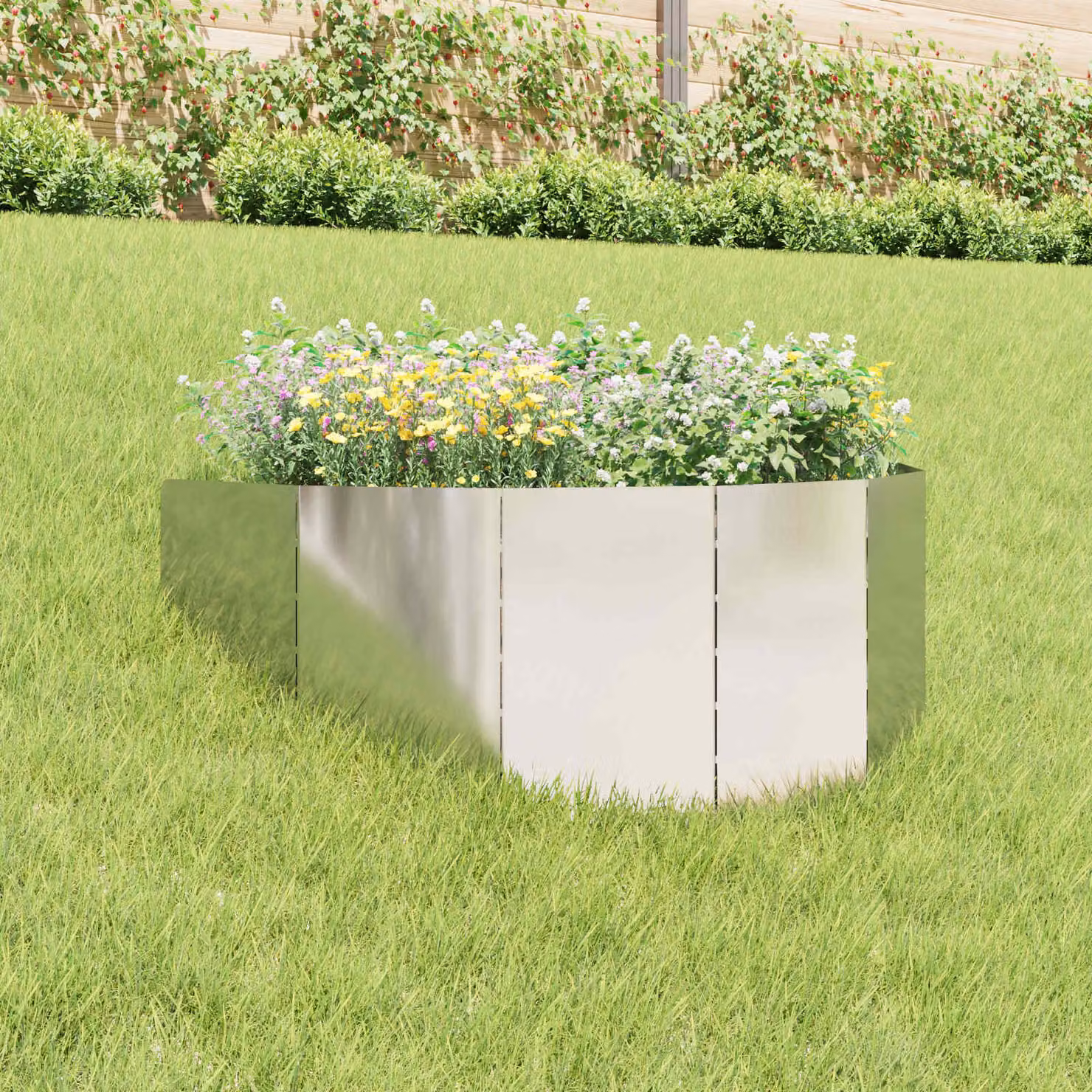 Bordura per prato vidaXL in acciaio color argento 100 x 45 cm
