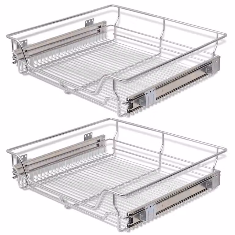 Set di 2 cesti estraibili in filo metallico per mobili da cucina
