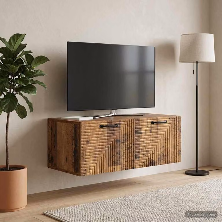 vidaXL Mobile Porta TV da Muro in Legno Antico Marrone L: 78,5 cm, P: 41 cm, H: 30 cm