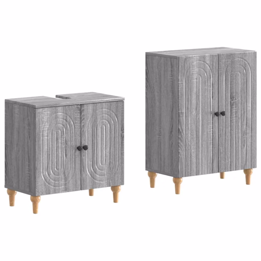 Set di mobili da bagno vidaXL ALKMAAR composto da base lavabo e mobile laterale, colore grigio opaco, design moderno – 2