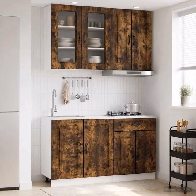 Unità Cucina KALMAR 4 pz Rovere Fumo Legno ingegnerizzato 3438300