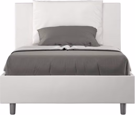 Letto imbottito 1 piazza e mezza 120x190 cm Antea - Bianco,Similpelle,Con rete