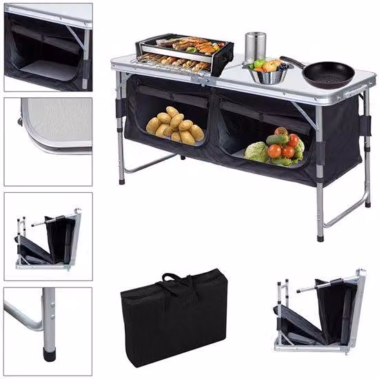 Fornello da campeggio a due fuochi - 120 x 47 x 68 cm per campeggio e roulotte