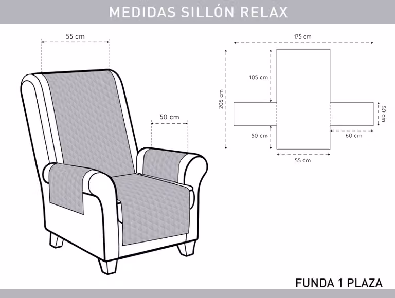 Copertura per poltrona relax, modello a una seduta, universale, color grigio chiaro, adatta per l'ambiente living