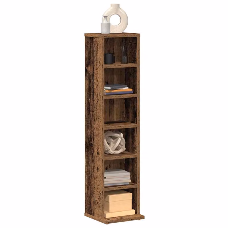 Porta CD vidaXL in legno multistrato color marrone stile rustico, L/P/H: 21 x 20 x 88 cm