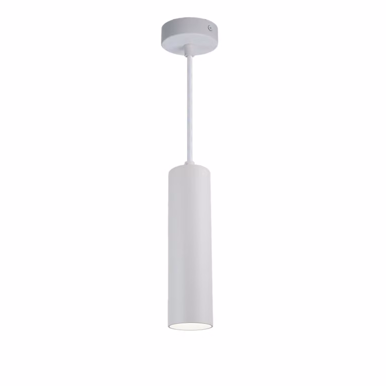 Moderna e minimalista lampada a sospensione da soffitto in alluminio bianco a forma di tubo lungo 20 cm con attacco per lampada GU10, regolabile in altezza
