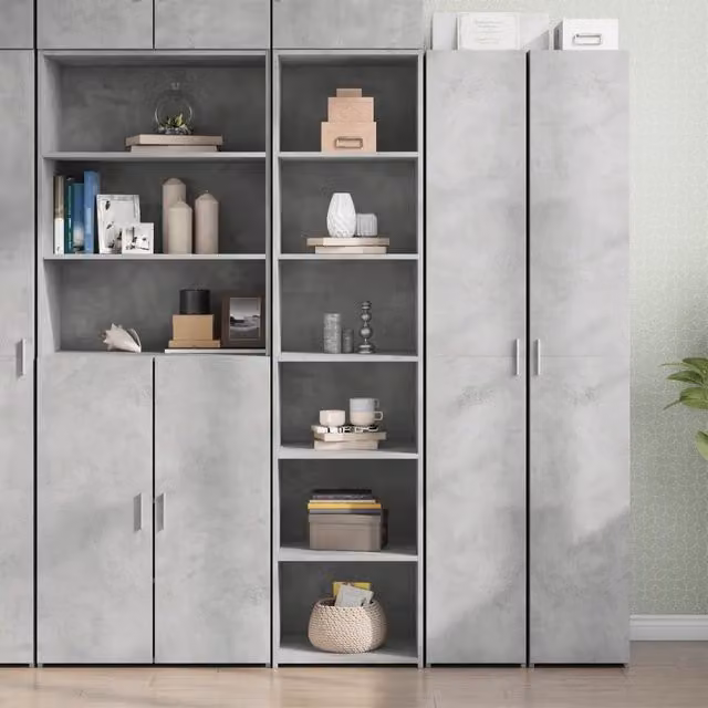 Credenza moderna vidaXL in legno e MDF grigio opaco, sospesa, L: 45 cm, P: 41 cm, H: 185 cm