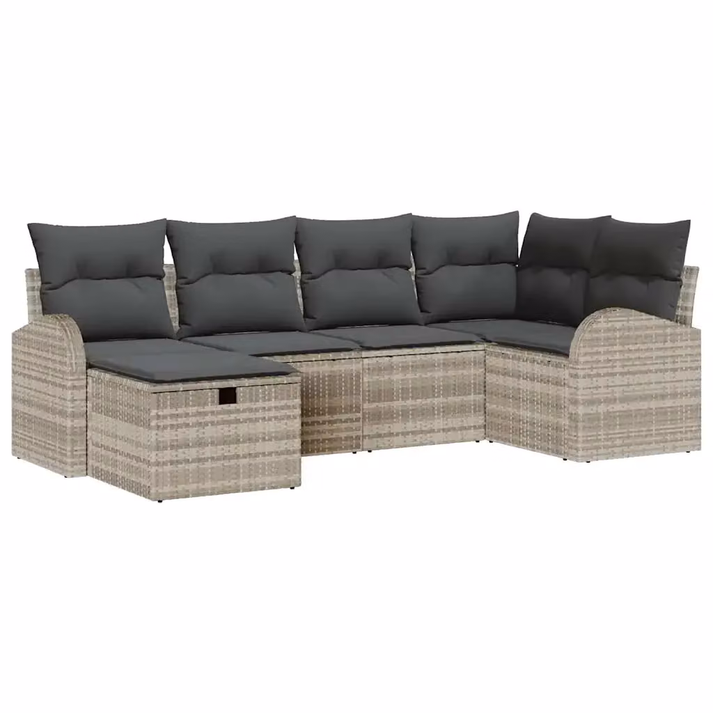 Set Divano da Giardino vidaXL 6 pz a Forma a L con Cuscini Grigio – 2