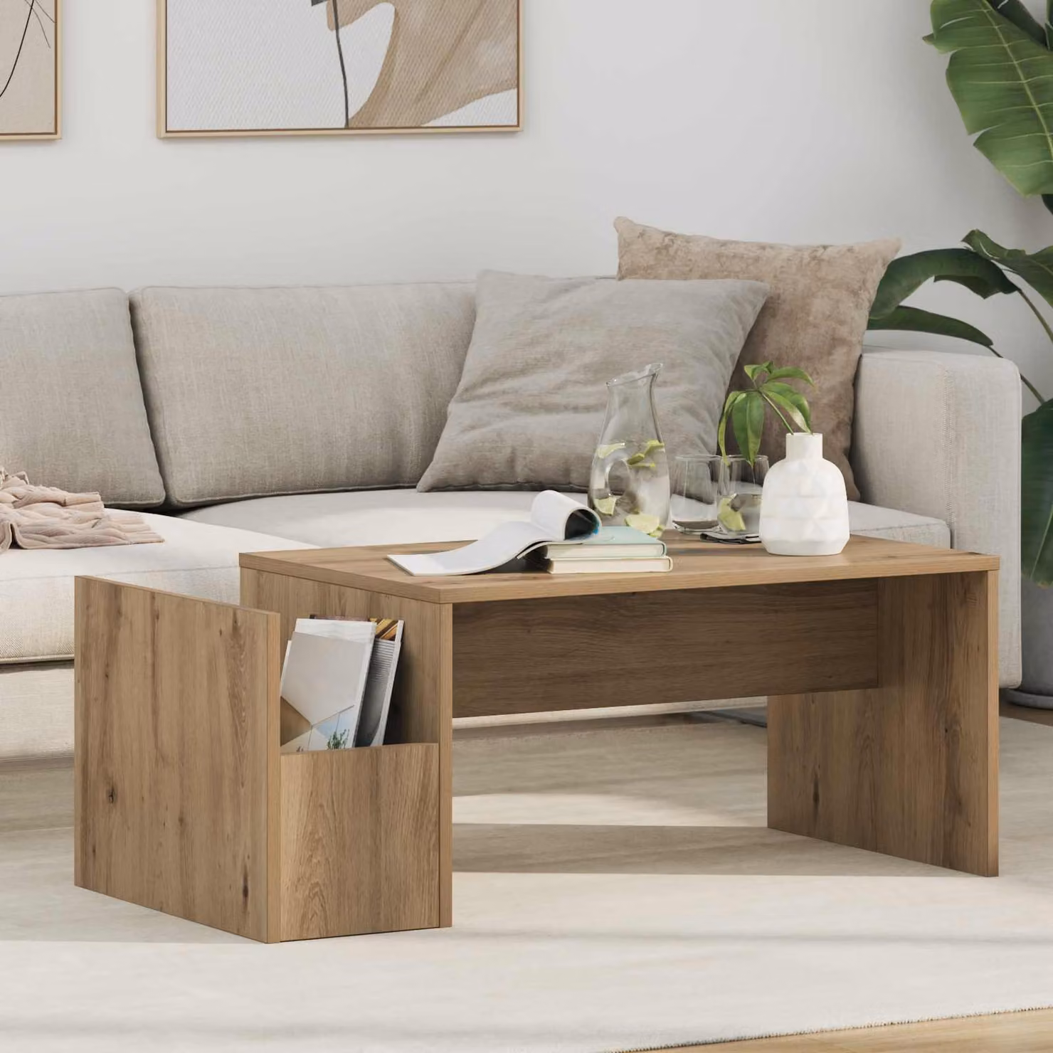 vidaXL Tavolino da salotto moderno in legno color rovere, L 90 cm x P 45 cm x H 35 cm