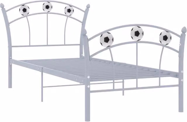 Letto singolo per adulti con struttura in metallo e motivo geometrico grigio L/P/H: 90 x 200 cm