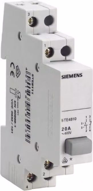 Pulsante Siemens, 1S/1Ö 20A, 1 pulsante grigio con funzione di blocco 5TE4810