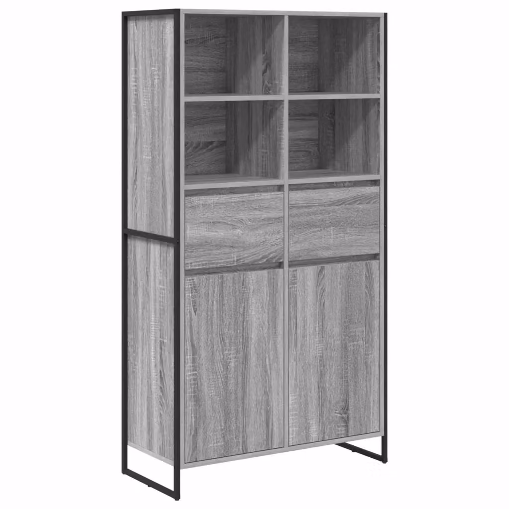 Credenza stile industrial vidaXL in legno e metallo, Grigio, H 150.5 x L 81 x P 36 cm – 2